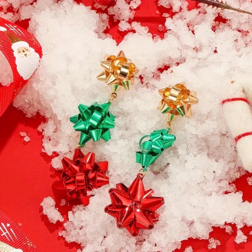 Festive Christmas Bow Earrings